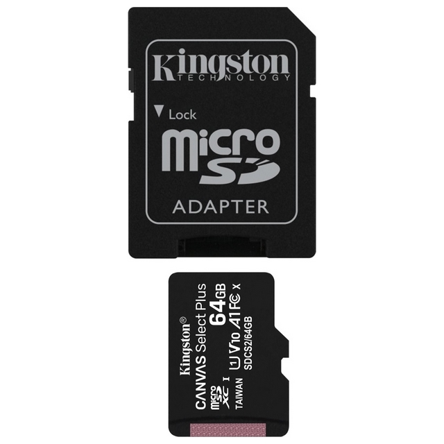 KINGSTON MEMORY CARD MICROSD SELECT PLUS HC 64 GB + ADATTATORE CLASSE 10 (100MB/s)